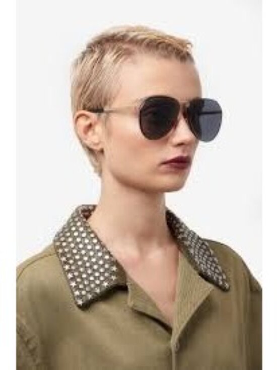 ETRO 0033/S 0000 IR Sunglasses Gold Aviator Frame, Grey Lenses main image 5